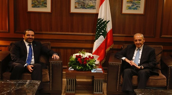 Lebanese Prime Minister-designate Saad Hariri and Parliament Speaker Nabih Berri 